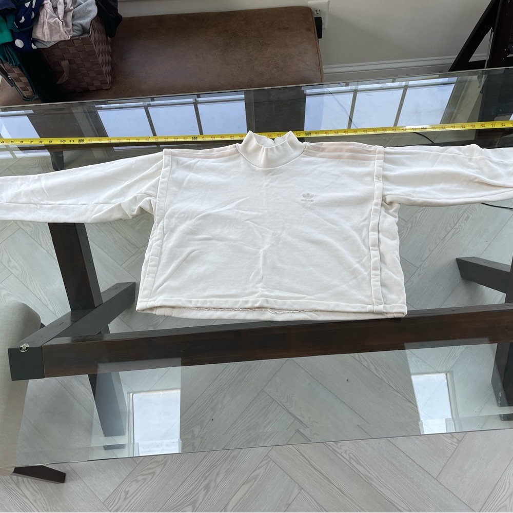 Adidas Cream Long Sleeve Cropped SweatShirt